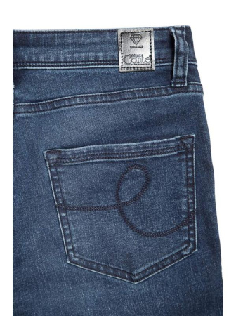 Ультрамодные моделирующие джинсы с лампасами из люрекса CON-99 || Брюки джинсові жін. CE CON-99, р.164-98, темно-синій