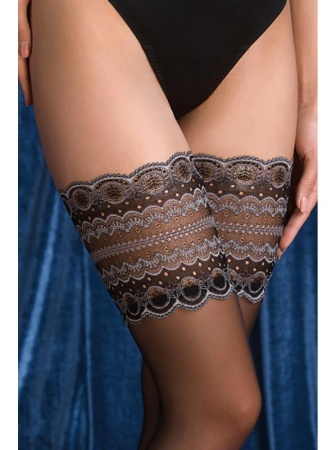 Чулки Gabriella Vilma 20 den с самоудерживающимся кружевом (14 см)  Черно-белый