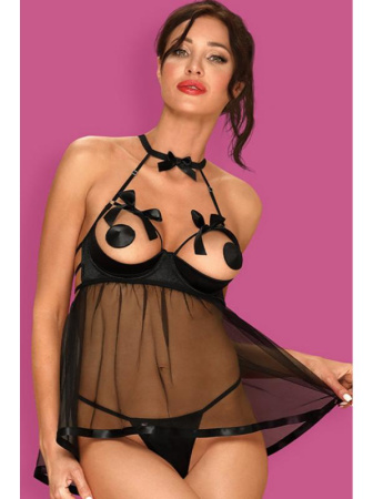 Комплект Obsessive Delishya babydoll  Черный