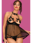 Комплект Obsessive Delishya babydoll  Черный