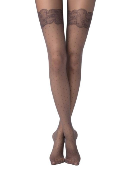 Колготки в горошок з імітацією ажурних панчіх MERCY Lycra