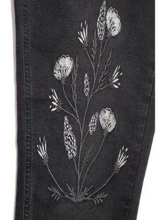 Моделирующие джинсы из премиального денима с вышивкой CON-100 Lycra || Брюки джинсові жін. CE CON-100, р.170-94, чорний