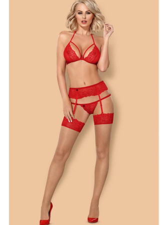 Чулки под пояс Obsessive 838-STO-3 Телесно-красный