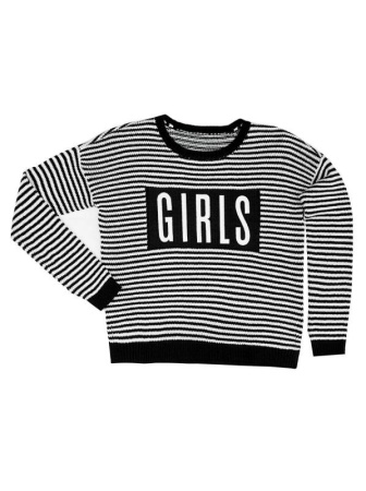 Вязаный джемпер свободного кроя с разрезами по бокам LDK 012 || ВТЖП Джемпер жін. CONTE ELEGANT LDK012 16С-84СП, р.158,164-84, чорний-білий