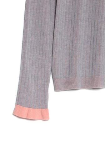 Стильный  вязаный  джемпер в рубчик с рюшами LDK 063 || Джемпер жін. CE LDK063 18С-215СП, р.170-88, dark grey-black