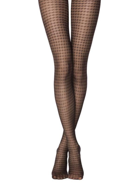 Колготки з малюнком "гусяча лапка" ENCORE Lycra, р. 4, Nero Колготки з малюнком "гусяча лапка" ENCORE Lycra, р. 4, Nero