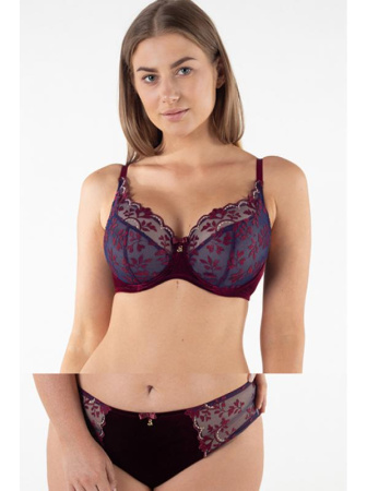 Комплект Samanta Molly - бюстгальтер с мягкой чашкой A125 и полные трусики B400 Темно-сине-рубиновый