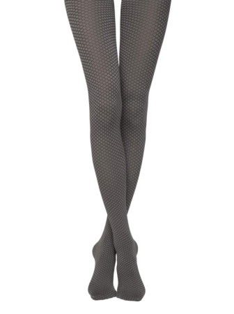 Плотные меланжевые колготки DIAMOND Lycra, р.4, grey