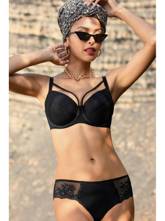 Комплект Dama Kier Ariee - бюстгальтер push up и бразилианки Черный