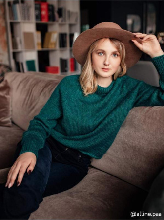 Вязаный джемпер из объемной итальянской пряжи с шерстью и мохером LDK 075 || Джемпер жін. CE LDK075 18С-265СП, р.170-88, emerald green