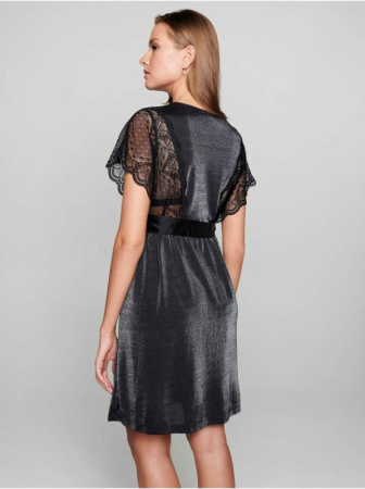 Халат с кружевом и кристаллами Swarovski LHW 1086 || Халат жін. CE SWAROWSKI LHW 1086, р.170-92-98, royal black