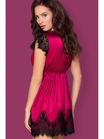 Комплект Obsessive 861-PEI-5 peignoir Малиновый с черным || Комплект Obsessive 861-PEI-5 peignoir Малиновый с черным