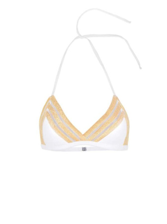 Бикини мягкие треугольники с золотой резинкой SALINA || ВКТ CE Бюстгалтер купальний жіночий  SALINA, р.82-88, білий