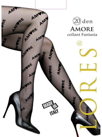 Колготки с узором LORES Amore 20, 3/4, nero(чёрный)