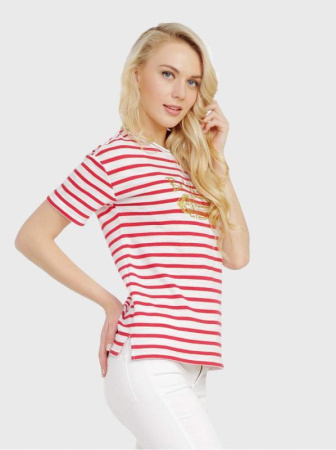 Футболка в полоску с разрезами по бокам LD 721 || ВТЖ Джемпер жін. CE LD 721, р.170-96, червоний