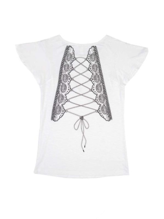 Футболка с рисунком &quot;шнуровка&quot; LD 726 || ВТЖ Джемпер жін. CE LD 726, р.170-88, білий