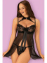 Комплект Obsessive Elizenes babydoll Черный