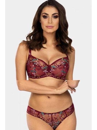 Комплект Ewa Bien Sansa - бюстгальтер с мягкой чашкой B103 и бразилианки C322 Бордо-золотой