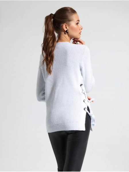 Удлиненный джемпер фактурного вязания со шнуровкой и люверсами LDK 068