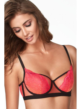 Бюстгальтер с мягкой чашкой Kinga Volcano SC-586 Малиново-апельсиновый с черным