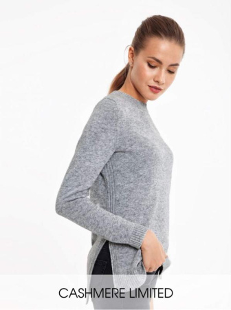 Удлиненный джемпер из пряжи с мериносовой шерстью и кашемиром 038