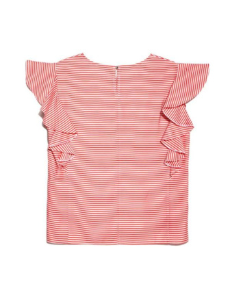 Ультрамодная шелковистая блузка с воланами LBL 909 || Блуза жін. CE LBL 909, р.170-88-94, coral-white