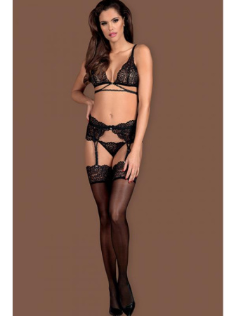 Чулки под пояс Obsessive Mixty Черный