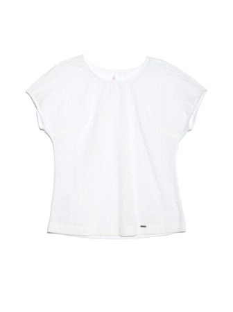 Фактурная кружевная блузка с приспущенным плечом LBL 916 || Блуза жін. CE LBL 916, р.170-88-94, off-white