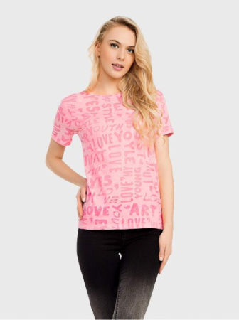 Футболка с разрезами по бокам и рисунком буквы LD 730 || ВТЖ Джемпер жін. CE LD 730, р.170-100, рожевий