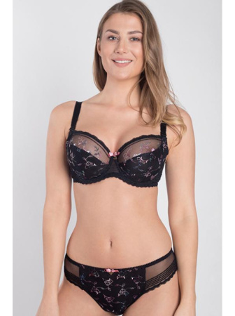Комплект Samanta Roja - бюстгальтер с мягкой чашкой A122 и бразилианки M300 Черно-розовый