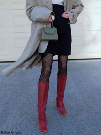 Колготки з геометричним малюнком AFINA, р. 4, Nero