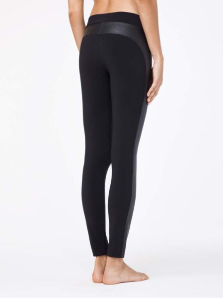 Ультрамодные леггинсы с лампасами из искусственной кожи DIVA, р.170-98, Nero