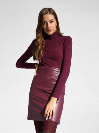 Классическая водолазка в рубчик из вискозы премиального качества LD 1028 || Джемпер жін. CE LD 1028, р.170-100, grape wine