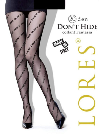 Колготки женские с принтом LORES Don&amp;#039;t Hide 20, 1/2, nero(чёрный)