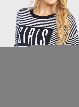 Вязаный джемпер свободного кроя с разрезами по бокам LDK 012 || ВТЖП Джемпер жін. CONTE ELEGANT LDK012 16С-84СП, р.158,164-84, чорний-білий