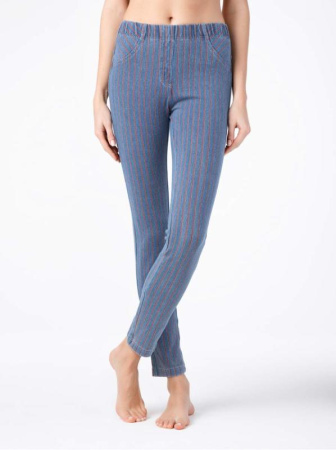 Ультрамодные леггинсы из денима в полоску OLIVIA, р.170-90, Blue