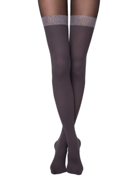 Колготки з імітацією панчіх з леопардової гумкою CARMINE Lycra