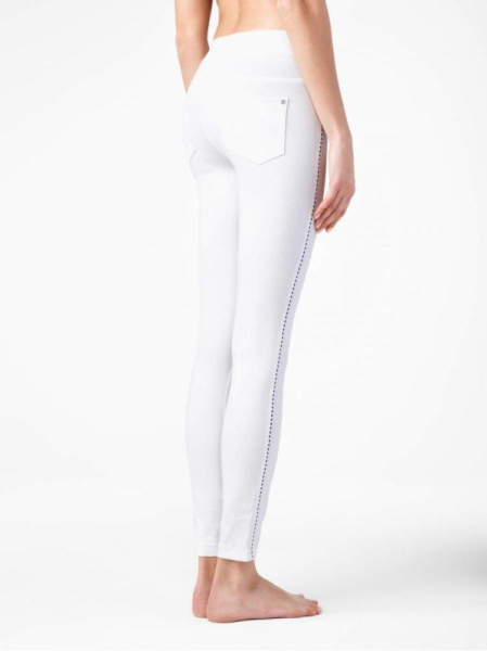 Белые джеггинсы с декоративным кантом WAVE, р.164-98, white