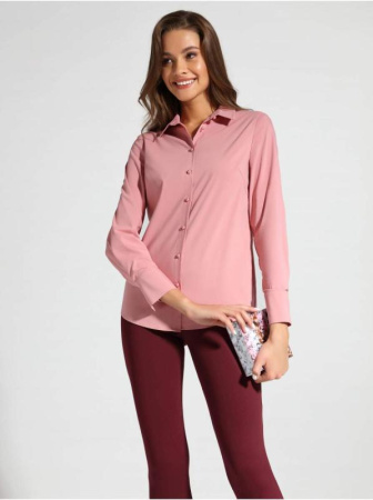 Классическая однотонная рубашка из хлопка LBL 1041 || Блуза жін. CE LBL 1041, р.170-92-98, dusty rose
