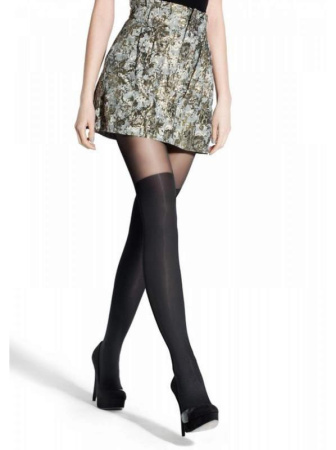 Колготки с имитацией чулок MARILYN Zazu classic 60, 1/2, nero(чёрный)