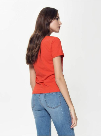 Хлопковая футболка с отложными манжетами LD 926 || Джемпер жін. CE LD 926, р.170-96, sunset orange