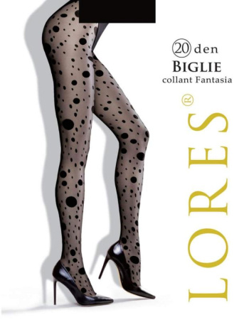 Колготки с узором LORES Biglie 20, 3/4, nero(чёрный)
