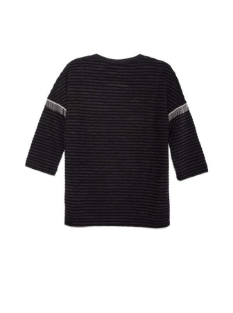 Ультрамодный фактурный джемпер с металлическим декором на рукавах 853 || Джемпер жін. CE LD 853, р.170-88, Nero