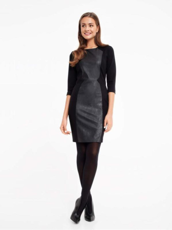 Моделирующее платье с фигурной вставкой &quot;кожа&quot; и металлической молнией на спине 825 || Плаття жін. CE LPL 825, р.170-100-106, Nero