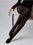 Колготки з імітацією панчіх і рельєфними смугами GLAM, р. 3, Nero