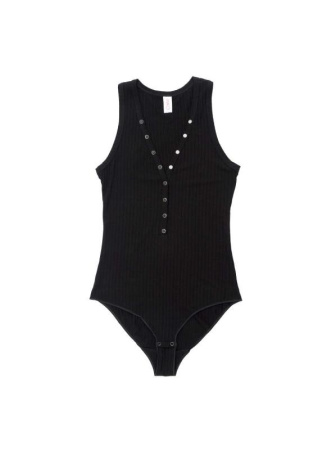 Боди в рубчик с застежкой на декоративных кнопках LBD 1135 || Боді жін. CE LBD 1135, р.170-92-98, black