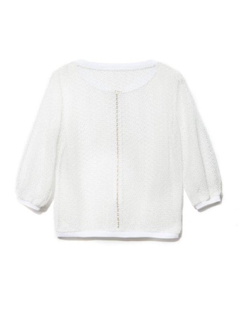 Ультрамодный бомбер из кружева с рукавами \u00be LJ 895 || Жакет жін. CE LJ 895, р.170-84-90, off-white