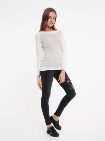 Экстрамягкий фактурный джемпер с металлическим блеском 036 || Джемпер жін. CE LDK036 18С-2СП, р.170,176-88, білий