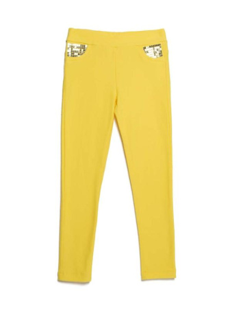 Джеггинсы с карманами из пайеток PINA, р.122-60, yellow || Джеггинсы с карманами из пайеток PINA, р.122-60, yellow