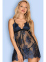 Комплект Obsessive Yassmyne babydoll Сине-черный